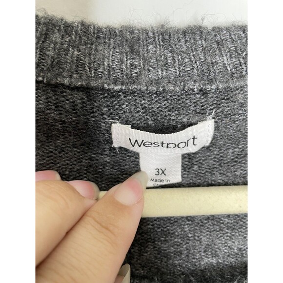Westport Sweater Womens 3X Gray Sequin Knit Pullover Party Holiday Festive - Picture 3 of 9
